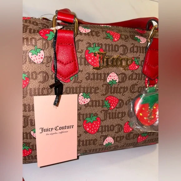 Juicy Couture Strawberry Satchel Freshly Picked Chestnut Brown Red - Picture 7 of 9